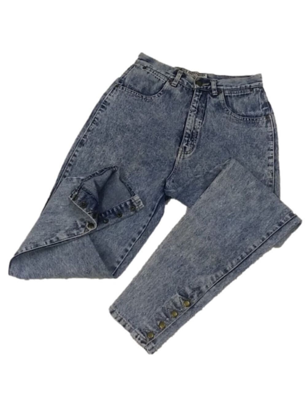 𝅺STEFANO International Vintage Acid Wash Three Pocket High Rise Tapered Jean